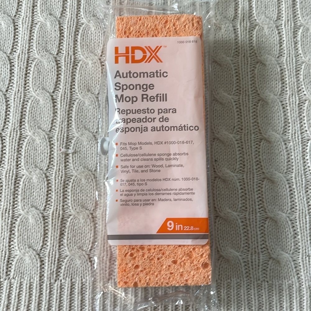 HDX Automatic Sponge Mop Refill 9” NEW/SEALED unused orange type S cellulose